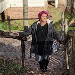 Gray waist tie sweater